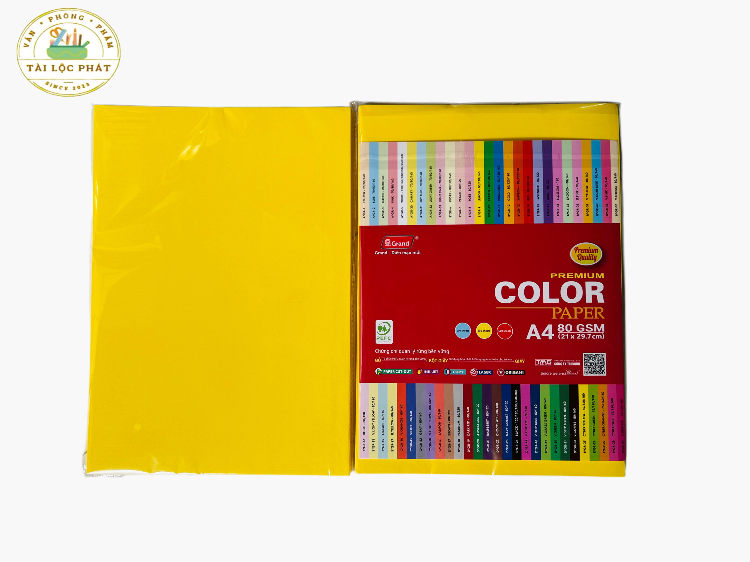 Giấy Color Paper Vàng Chanh 80gsm Xấp 100 tờ